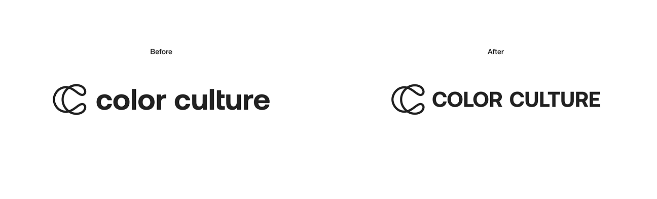 Before and after of Color Culture's logo redesign.