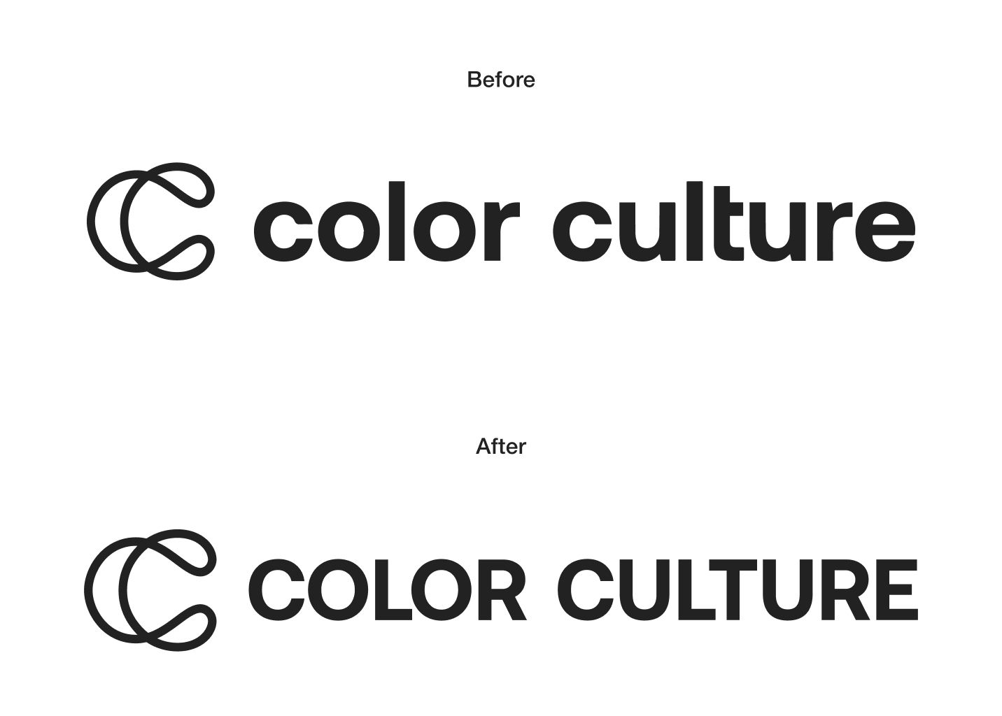 Before and after of Color Culture's logo redesign.