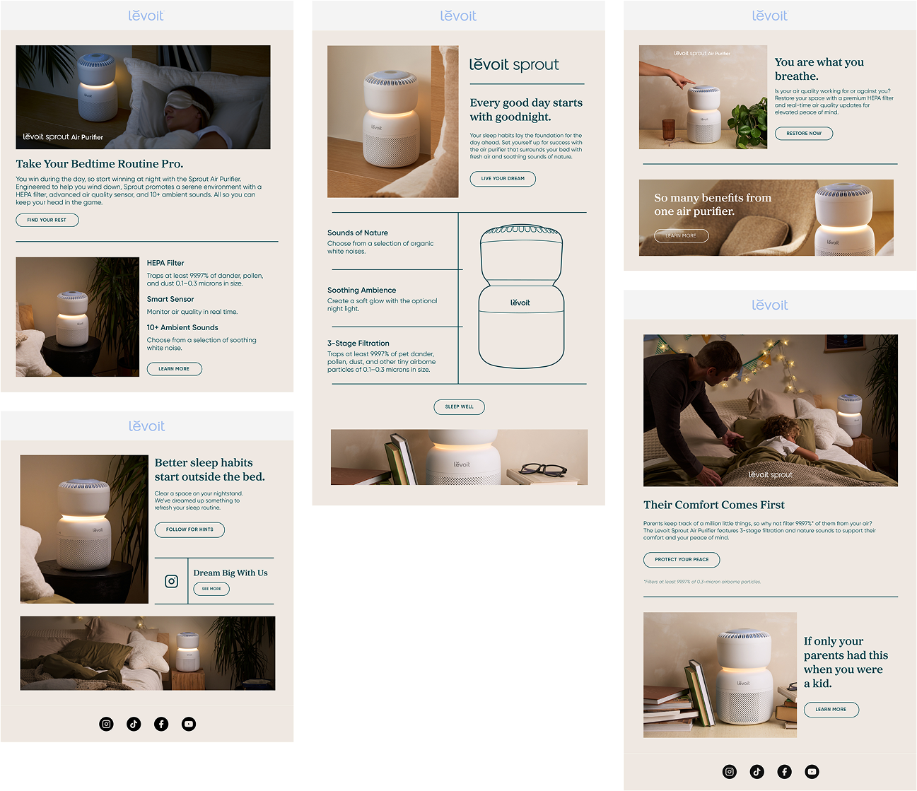 Sprout email designs grid.