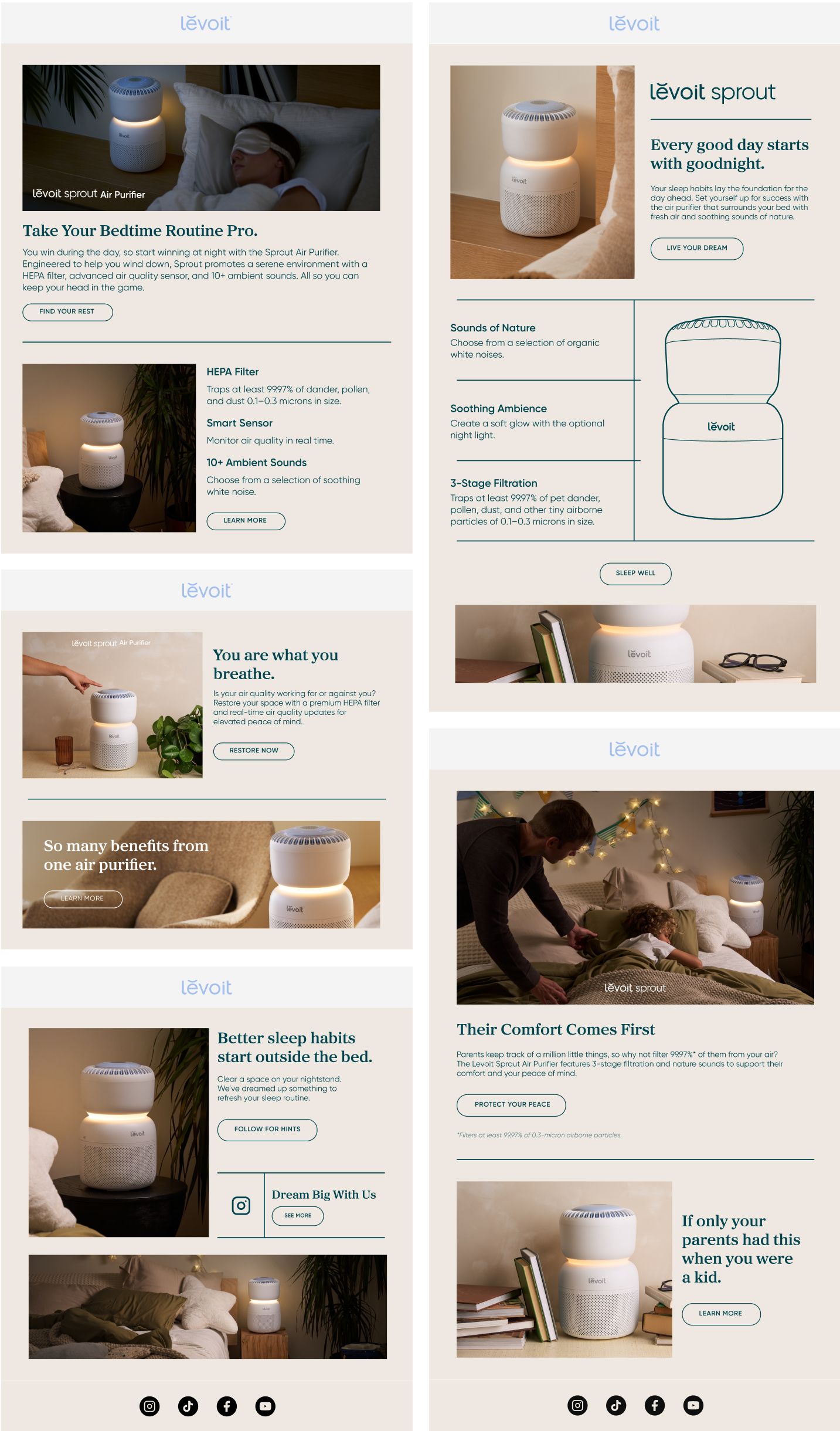 Sprout email designs grid.