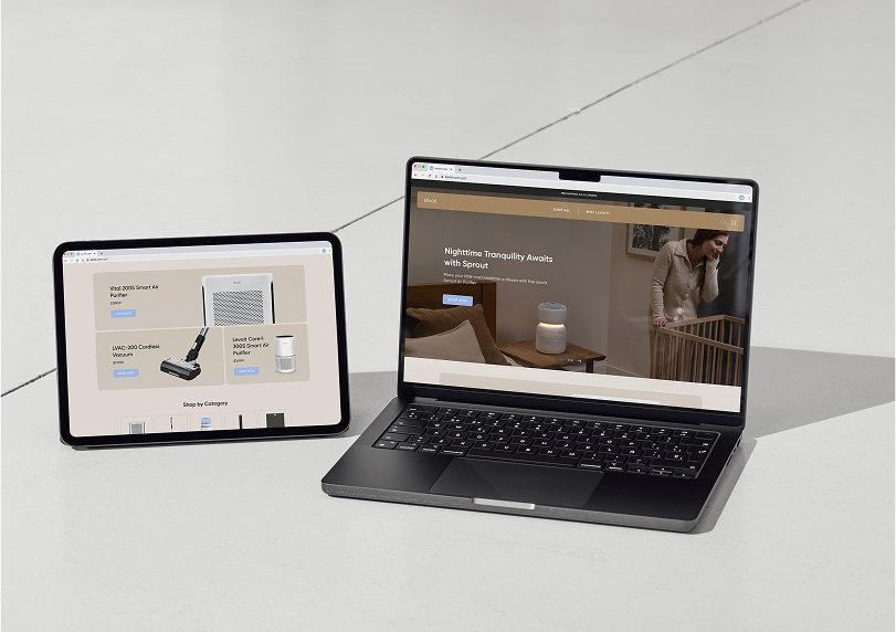 Levoit website reskin desktop mockup.